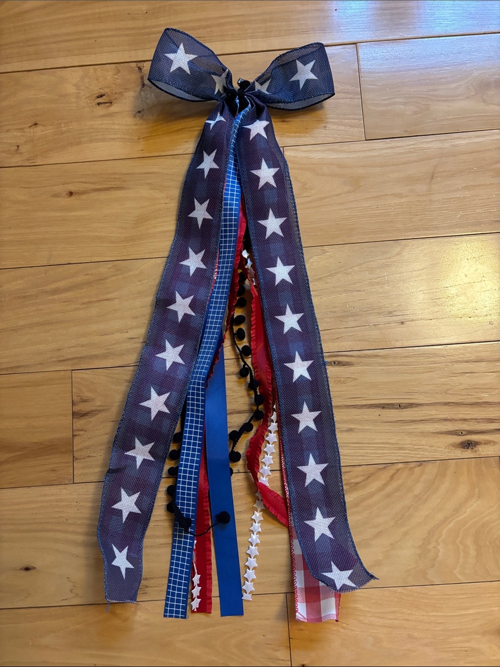 Wreath Patriotic Star Ribbon Bow